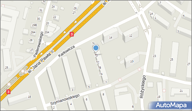 Jelenia Góra, Szymanowskiego Karola, 7D, mapa Jelenia Góra