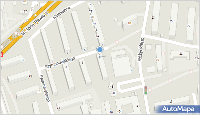 Jelenia Góra, Szymanowskiego Karola, 8, mapa Jelenia Góra