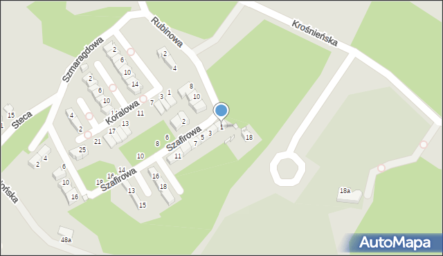 Jelenia Góra, Szafirowa, 1, mapa Jelenia Góra