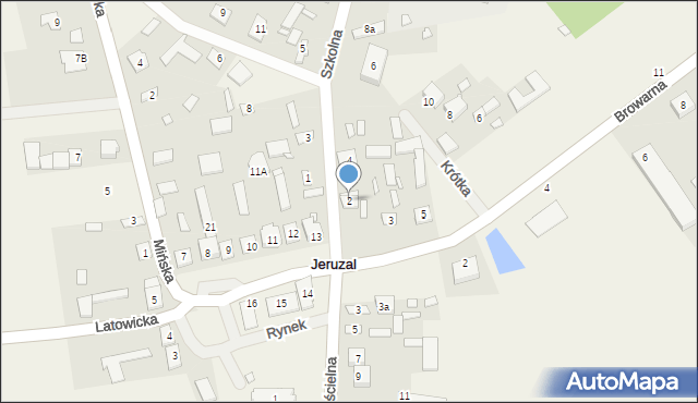 Jeruzal, Szkolna, 2, mapa Jeruzal