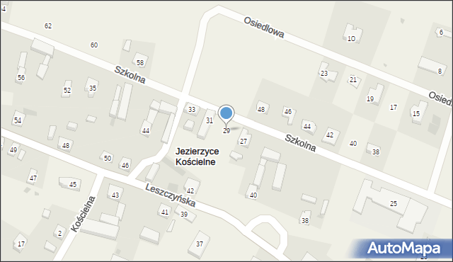 Jezierzyce Kościelne, Szkolna, 29, mapa Jezierzyce Kościelne