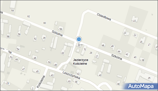 Jezierzyce Kościelne, Szkolna, 33, mapa Jezierzyce Kościelne