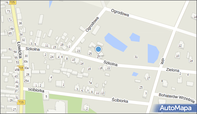 Jeżów, Szkolna, 27, mapa Jeżów