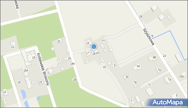 Józefin, Szyszkowa, 13, mapa Józefin