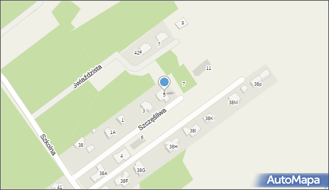 Józefów, Szczęśliwa, 5, mapa Józefów