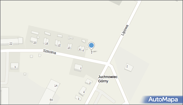 Juchnowiec Górny, Szkolna, 2, mapa Juchnowiec Górny
