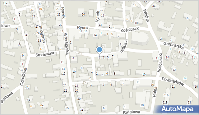 Jutrosin, Szkolna, 1, mapa Jutrosin