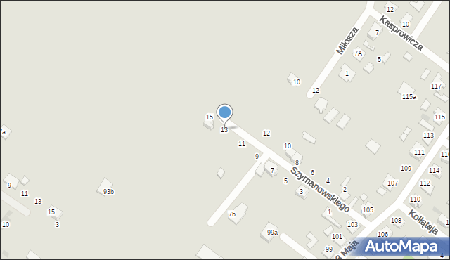 Kalety, Szymanowskiego, 13, mapa Kalety