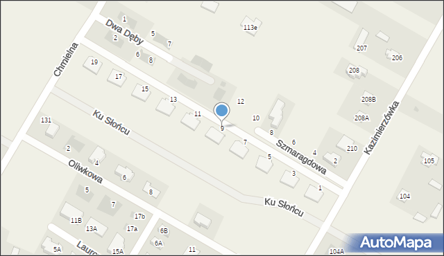 Kalinówka, Szmaragdowa, 9, mapa Kalinówka