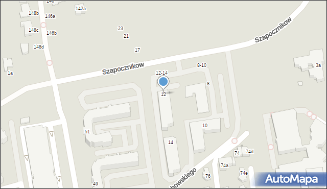 Kalisz, Szapocznikow Aliny, 12, mapa Kalisza