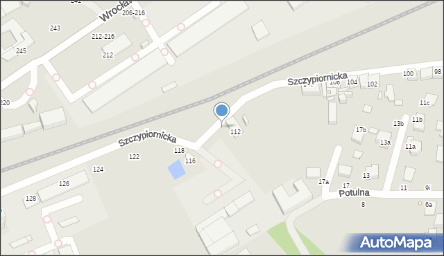 Kalisz, Szczypiornicka, 112-114, mapa Kalisza