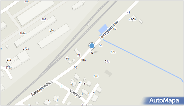 Kalisz, Szczypiornicka, 54, mapa Kalisza