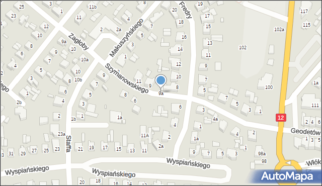 Kalisz, Szymanowskiego Karola, 9a, mapa Kalisza