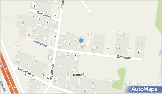 Kamień, Szafirowa, 5, mapa Kamień