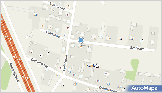 Kamień, Szafirowa, 6, mapa Kamień