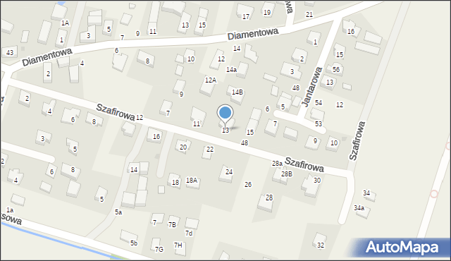 Kamień, Szafirowa, 13, mapa Kamień
