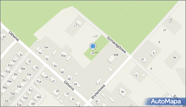 Kamienna, Szmaragdowa, 11, mapa Kamienna