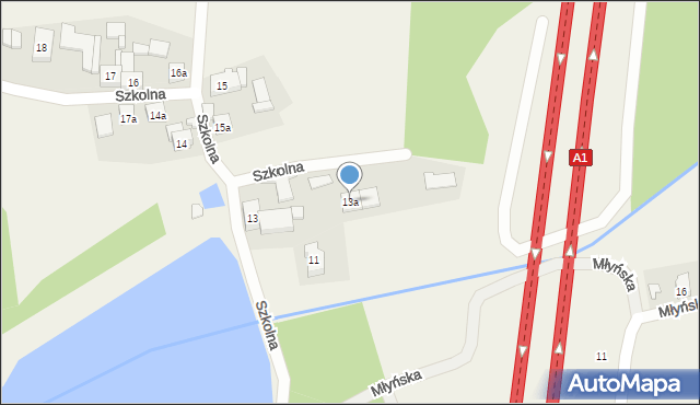Kamieńskie Młyny, Szkolna, 13a, mapa Kamieńskie Młyny