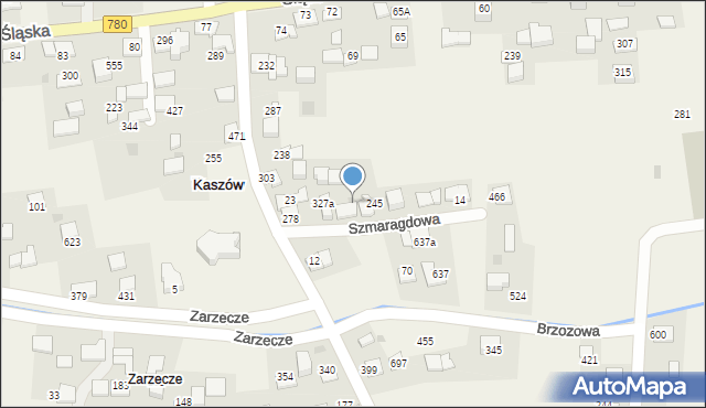 Kaszów, Szmaragdowa, 5, mapa Kaszów