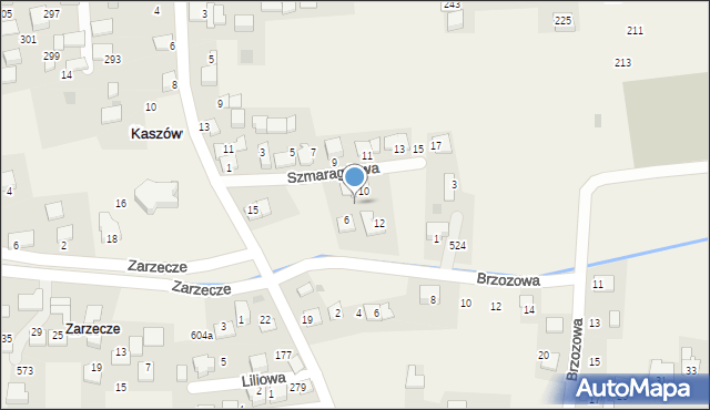 Kaszów, Szmaragdowa, 8, mapa Kaszów