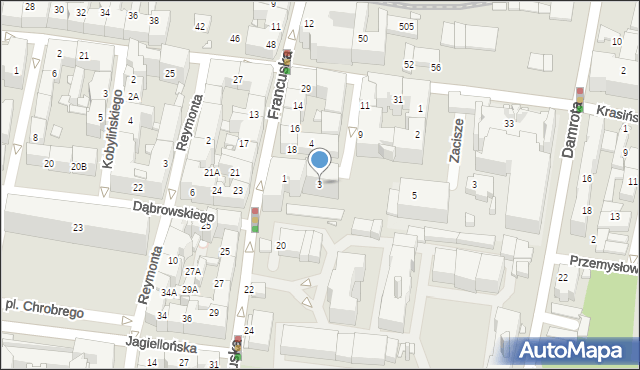 Katowice, Szafranka Józefa, ks., 3, mapa Katowic