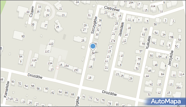 Katowice, Szczygłów, 24, mapa Katowic