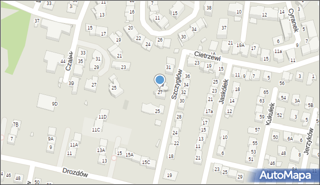 Katowice, Szczygłów, 27, mapa Katowic