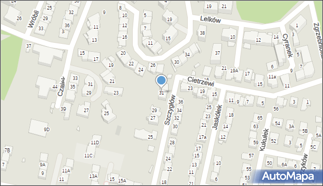 Katowice, Szczygłów, 31, mapa Katowic