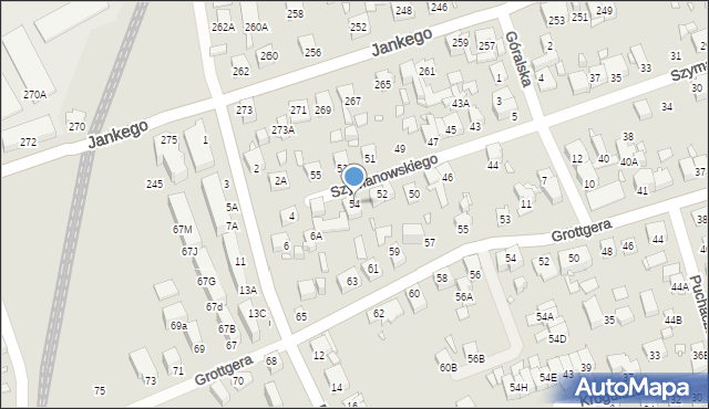 Katowice, Szymanowskiego Karola, 54, mapa Katowic