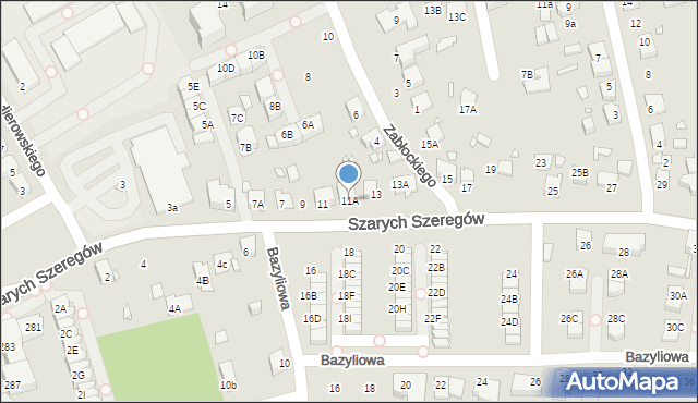 Katowice, Szarych Szeregów, 11A, mapa Katowic
