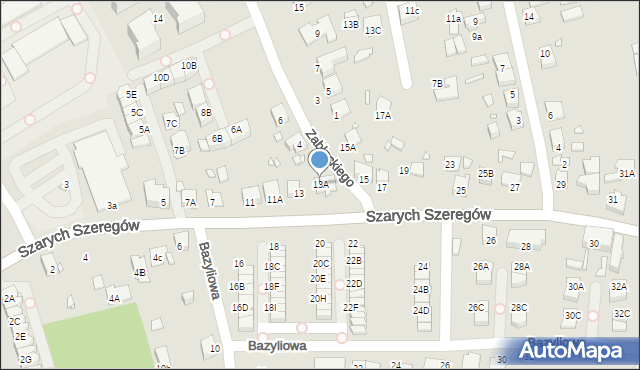 Katowice, Szarych Szeregów, 13A, mapa Katowic