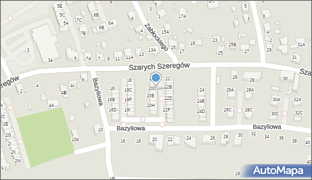 Katowice, Szarych Szeregów, 20B, mapa Katowic