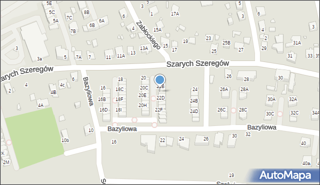 Katowice, Szarych Szeregów, 22C, mapa Katowic