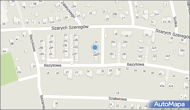Katowice, Szarych Szeregów, 24D, mapa Katowic