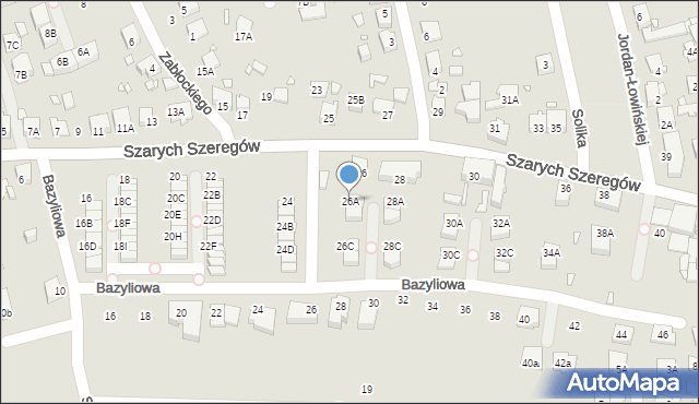 Katowice, Szarych Szeregów, 26A, mapa Katowic
