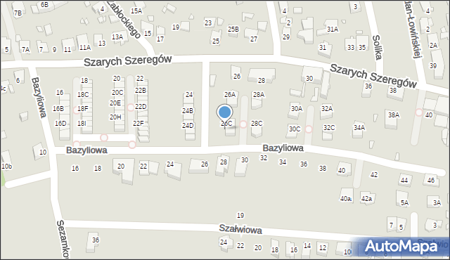 Katowice, Szarych Szeregów, 26D, mapa Katowic