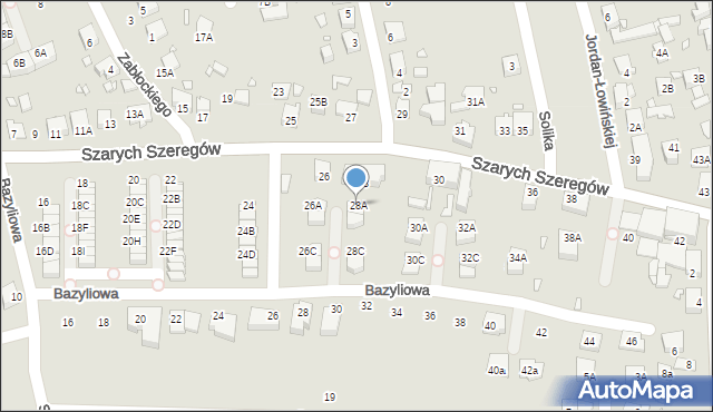 Katowice, Szarych Szeregów, 28A, mapa Katowic