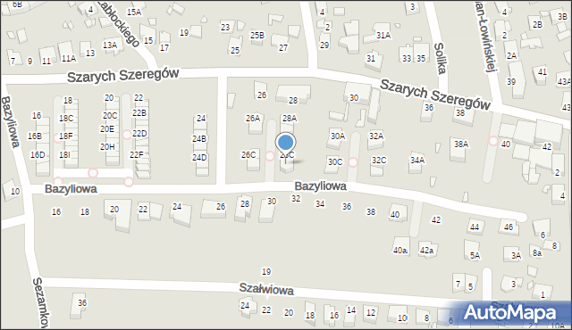 Katowice, Szarych Szeregów, 28D, mapa Katowic