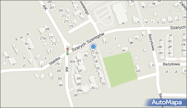 Katowice, Szarych Szeregów, 2B, mapa Katowic