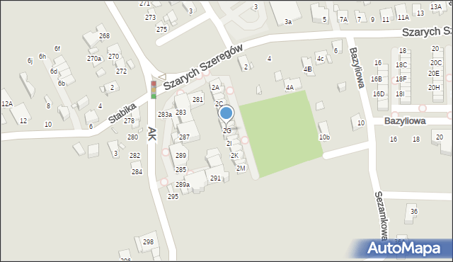 Katowice, Szarych Szeregów, 2G, mapa Katowic