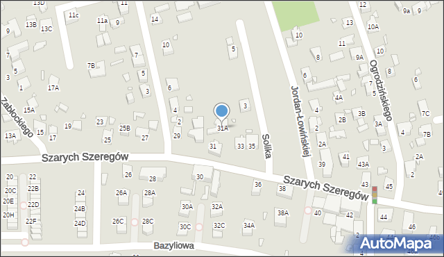 Katowice, Szarych Szeregów, 31A, mapa Katowic