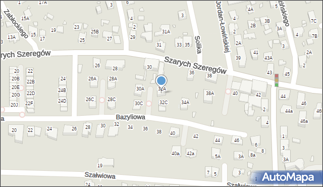 Katowice, Szarych Szeregów, 32B, mapa Katowic