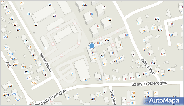 Katowice, Szarych Szeregów, 5C, mapa Katowic