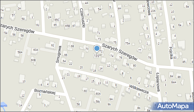 Katowice, Szarych Szeregów, 72/2, mapa Katowic