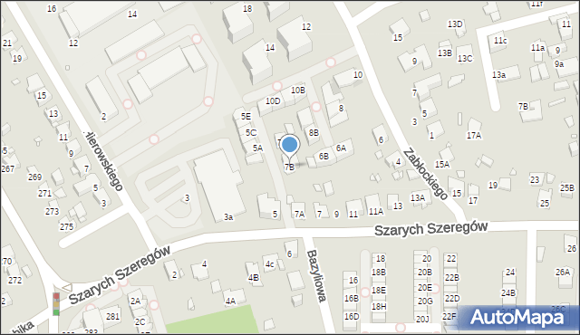 Katowice, Szarych Szeregów, 7B, mapa Katowic