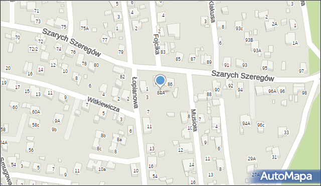 Katowice, Szarych Szeregów, 84A, mapa Katowic