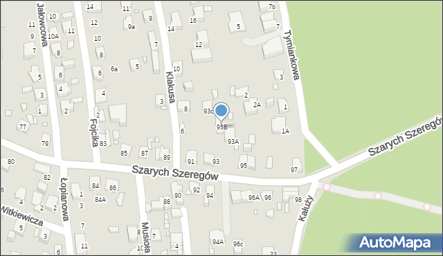 Katowice, Szarych Szeregów, 93B, mapa Katowic