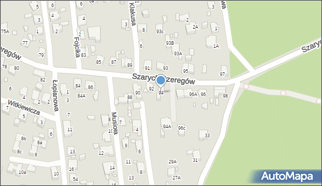 Katowice, Szarych Szeregów, 94, mapa Katowic