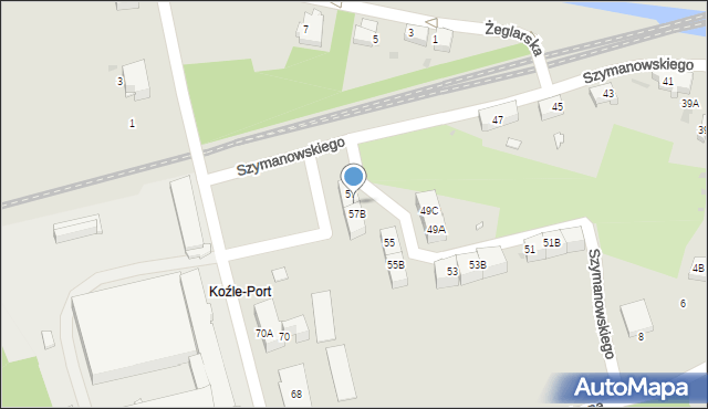 Kędzierzyn-Koźle, Szymanowskiego Karola, 57A, mapa Kędzierzyna-Koźle