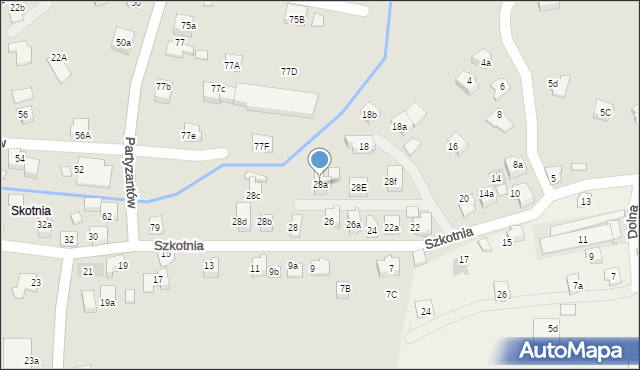 Kęty, Szkotnia, 28a, mapa Kęty